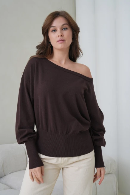 kadın geniş yaka koll detay trko kazak