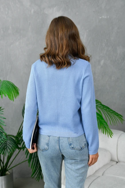 Kadın V Yaka Düğme Detay Nakışlı Triko Hırka