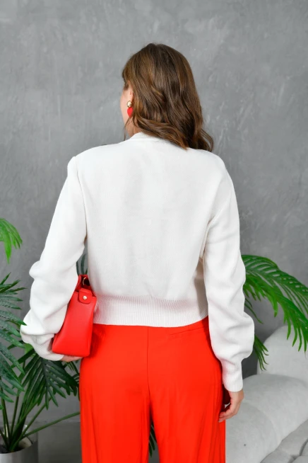 Kadın V Yaka Düğme Detay Yumuşak Dokulu Triko Ceket 10827