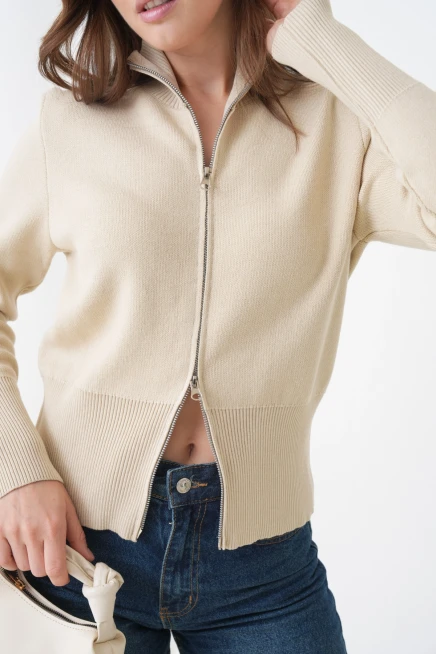 Kadın Yarım Balıkçı Fermuar Kapama Premium İplik  Yumuşak Dokulu Triko Kazak