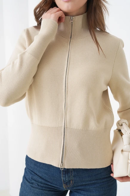 Kadın Yarım Balıkçı Fermuar Kapama Premium İplik  Yumuşak Dokulu Triko Kazak