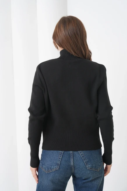 Kadın Yarım Balıkçı Fermuar Kapama Premium İplik  Yumuşak Dokulu Triko Kazak