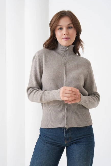 Kadın Yarım Balıkçı Fermuar Kapama Premium İplik  Yumuşak Dokulu Triko Kazak