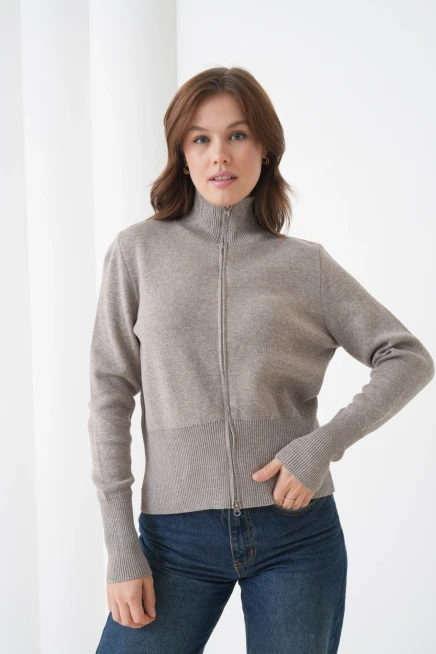 Kadın Yarım Balıkçı Fermuar Kapama Premium İplik  Yumuşak Dokulu Triko Kazak