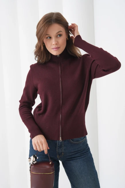 Kadın Yarım Balıkçı Fermuar Kapama Premium İplik  Yumuşak Dokulu Triko Kazak