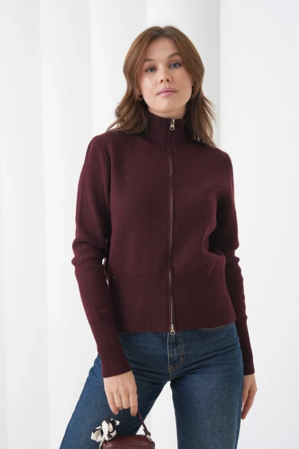 Kadın Yarım Balıkçı Fermuar Kapama Premium İplik  Yumuşak Dokulu Triko Kazak