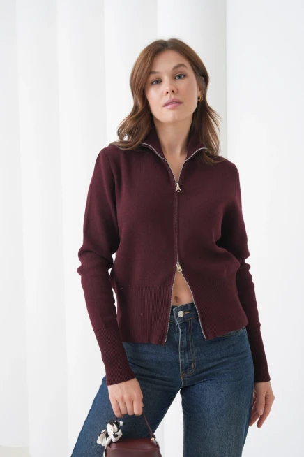 Kadın Yarım Balıkçı Fermuar Kapama Premium İplik  Yumuşak Dokulu Triko Kazak