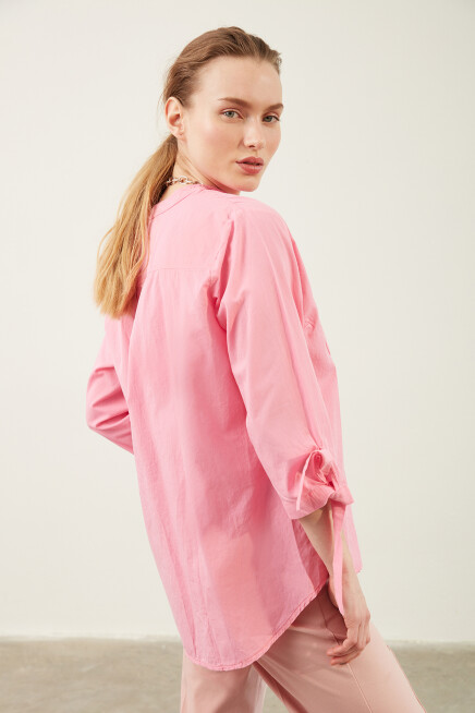 Kol Bağlamalı Oversize Gömlek