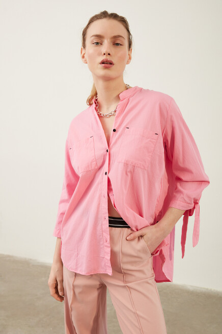 Kol Bağlamalı Oversize Gömlek