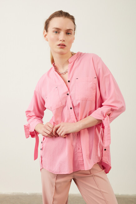 Kol Bağlamalı Oversize Gömlek