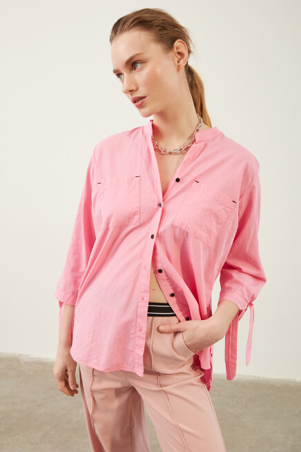 Kol Bağlamalı Oversize Gömlek