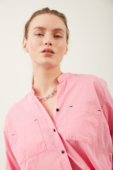 Kol Bağlamalı Oversize Gömlek