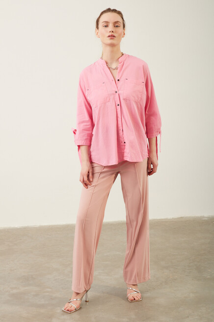 Kol Bağlamalı Oversize Gömlek