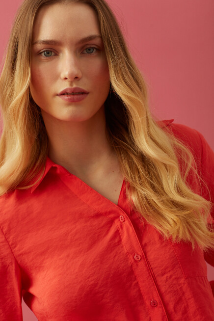 Nar Çiçeği Pamuk Gömlek