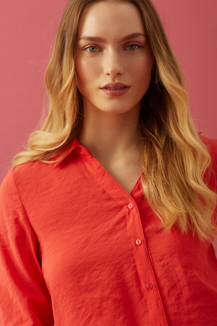 Nar Çiçeği Pamuk Gömlek