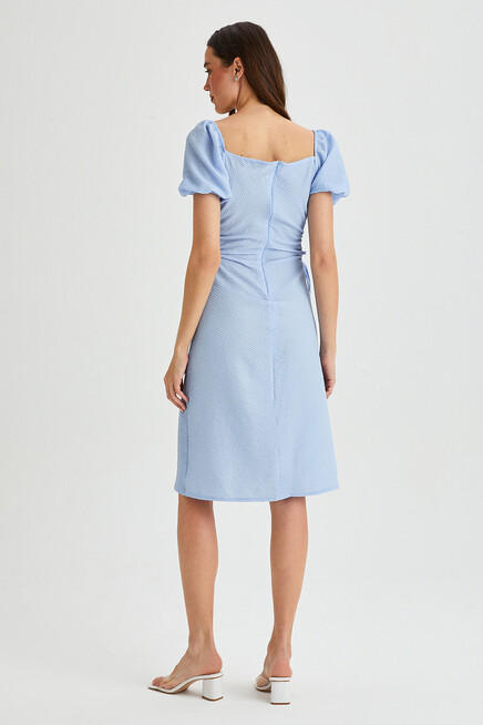 Waist Detailed Balloon Sleeve Womens Dress