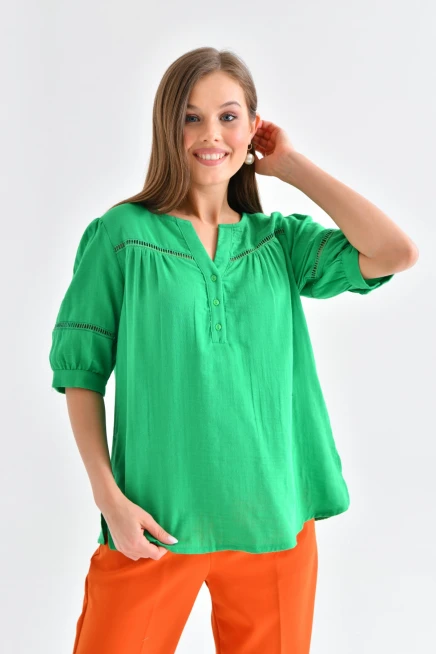 Yeşil Renk Basic Bluz