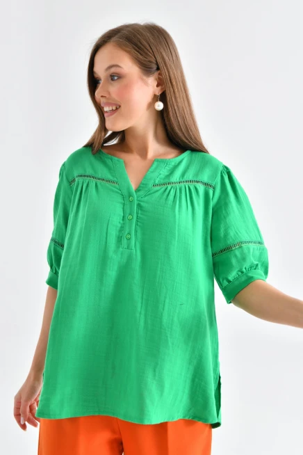 Yeşil Renk Basic Bluz