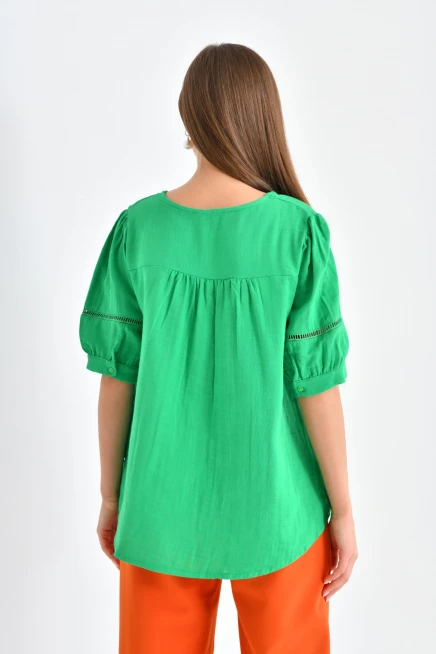 Yeşil Renk Basic Bluz