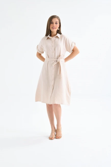 Bej Renk Yazlık Elbise