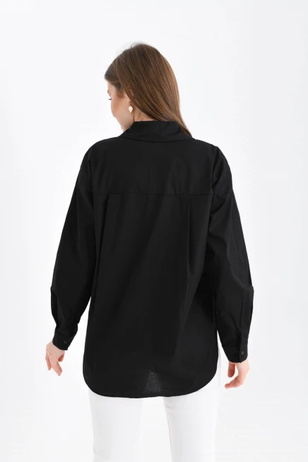 Siyah Kalpli Kadın Gömlek