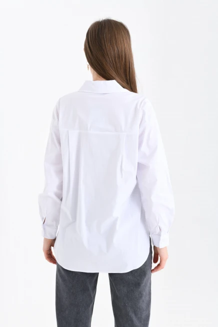 Kalp Detaylı Ekru Gömlek