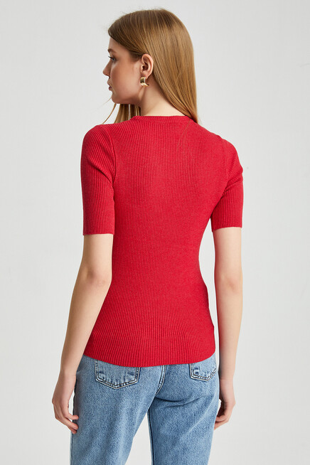 Womens Crew Neck Short Sleeve Basic Knitwear Blouse