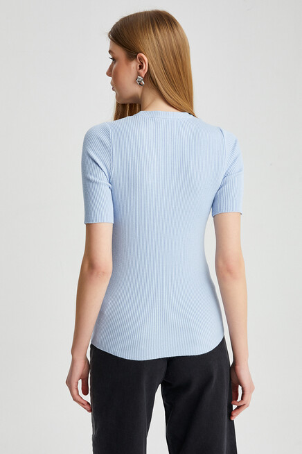 Womens Crew Neck Short Sleeve Basic Knitwear Blouse