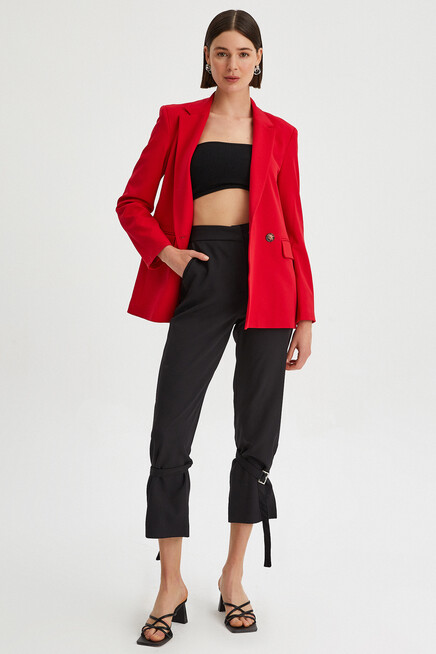 Womens Button Detailed Blazer Jacket