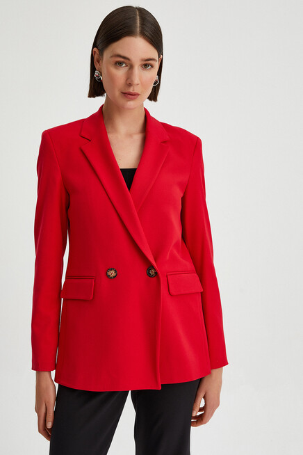 Womens Button Detailed Blazer Jacket
