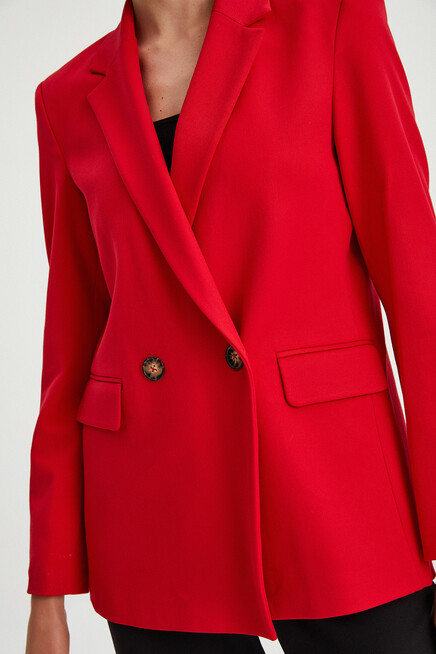 Womens Button Detailed Blazer Jacket
