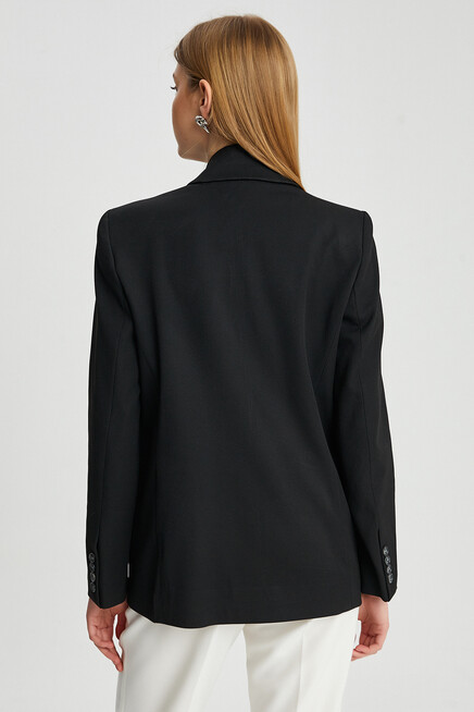 Womens Button Detail Boyfriend Blazer Jacket