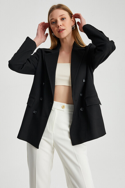 Womens Buttoned Classic Fabric Trousers