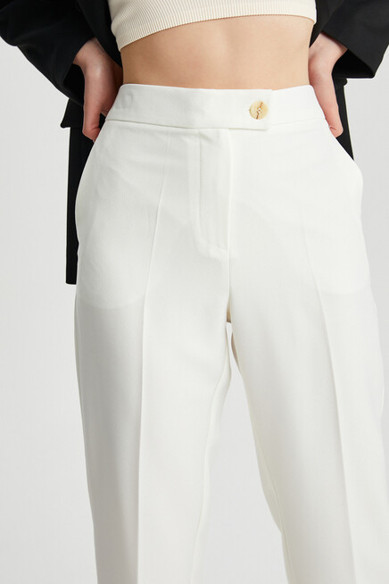 Womens Buttoned Classic Fabric Trousers