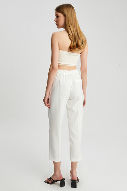 Womens Buttoned Classic Fabric Trousers
