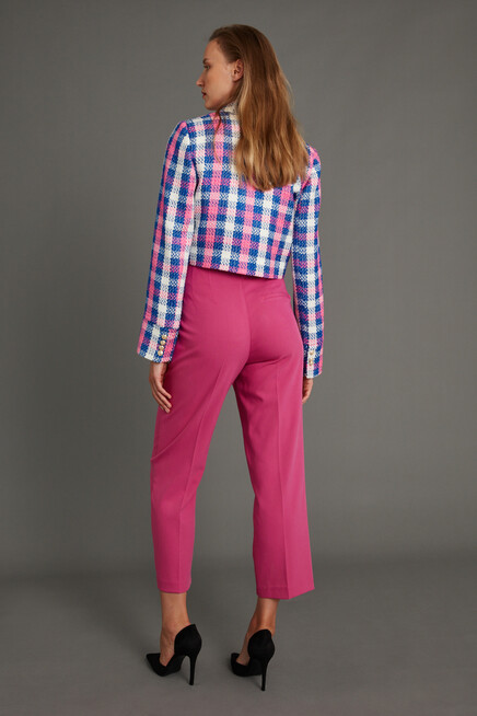  Kadın Fuşya Belden Pensli Klasik Kumaş Pantolon