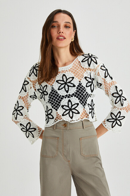 Womens Garni Stitched Pocket Detail Spanish Leg Gabardine Trousers