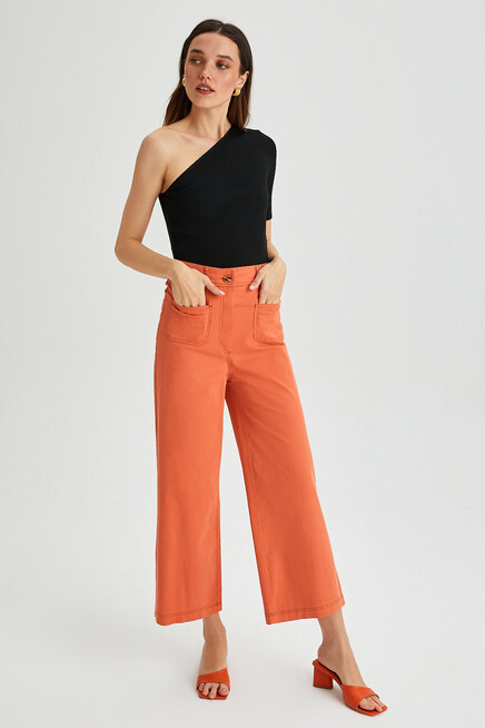 Womens Garni Stitched Pocket Detail Spanish Leg Gabardine Trousers