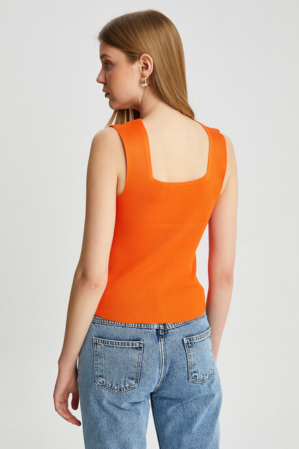 Womens Square Collar Strap Knitwear Blouse