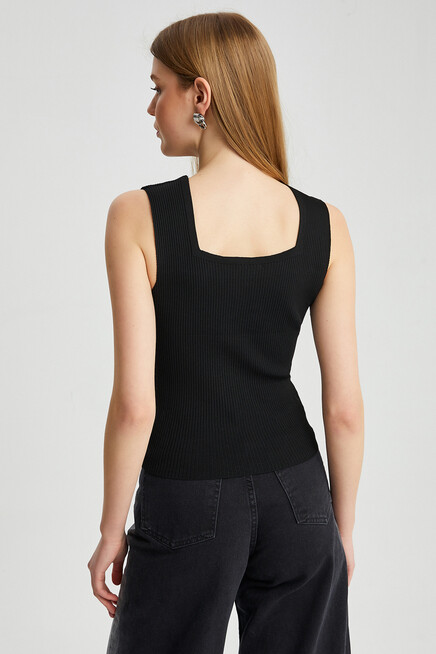 Womens Square Collar Strap Knitwear Blouse