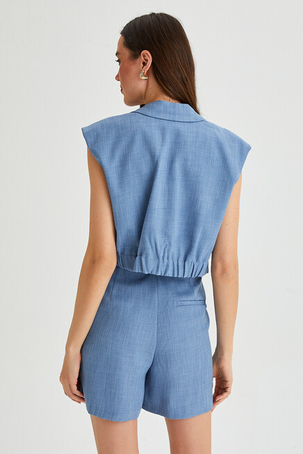 Womens Belt Pocket Detailed Pleated Bermuda