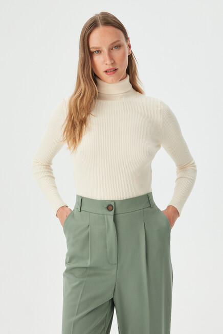 Kadın Kemik Balıkçı Yaka Triko Kazak