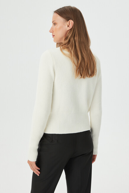 Womens Bone Soft Textured Crew Neck Knitwear Sweater