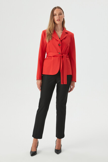 Womens Red Sash Detailed Slim Blazer Jacket