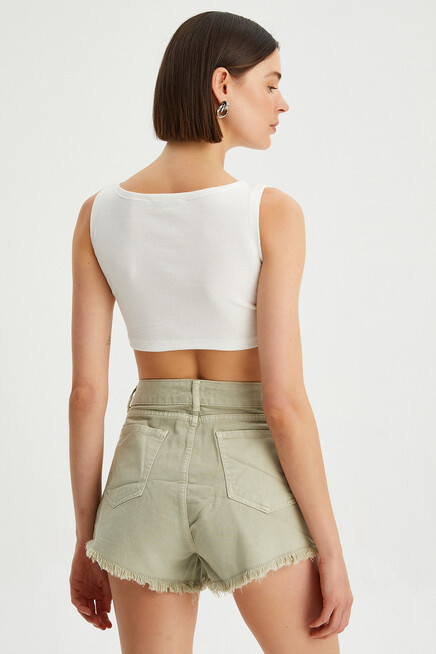 Womens Front Chain Tie Sleeveless Crop Body