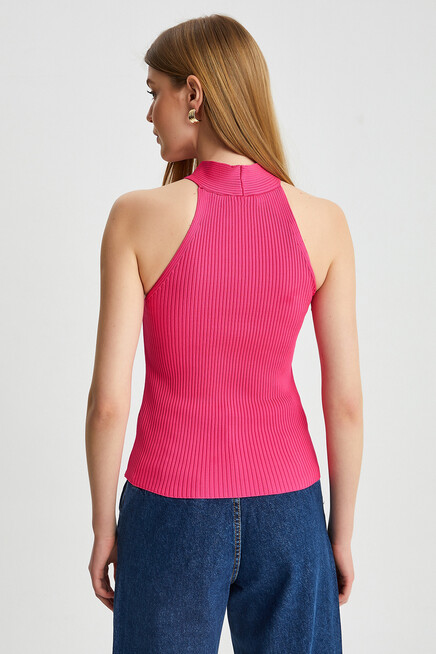 Womens Front Cross Strap Detailed Knitwear Blouse