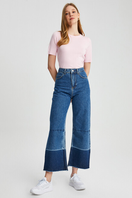 Kadın Paça Detay Jeans Pantolon