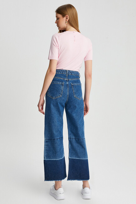 Kadın Paça Detay Jeans Pantolon