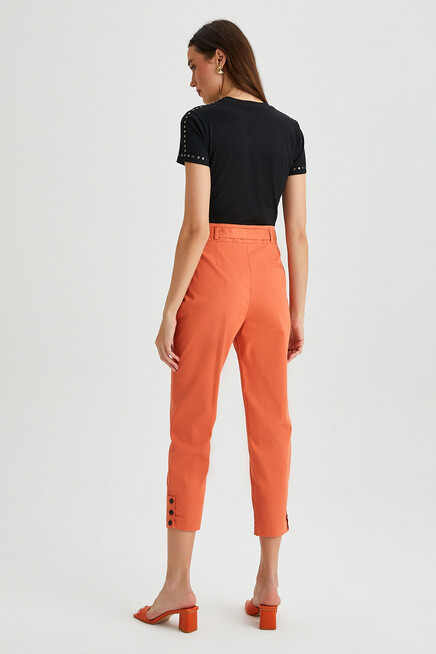 Womens Detailed Waist Tie Gabardine Trousers