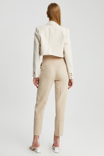 Womens Leg Detail Fleto Pocket Fabric Trousers